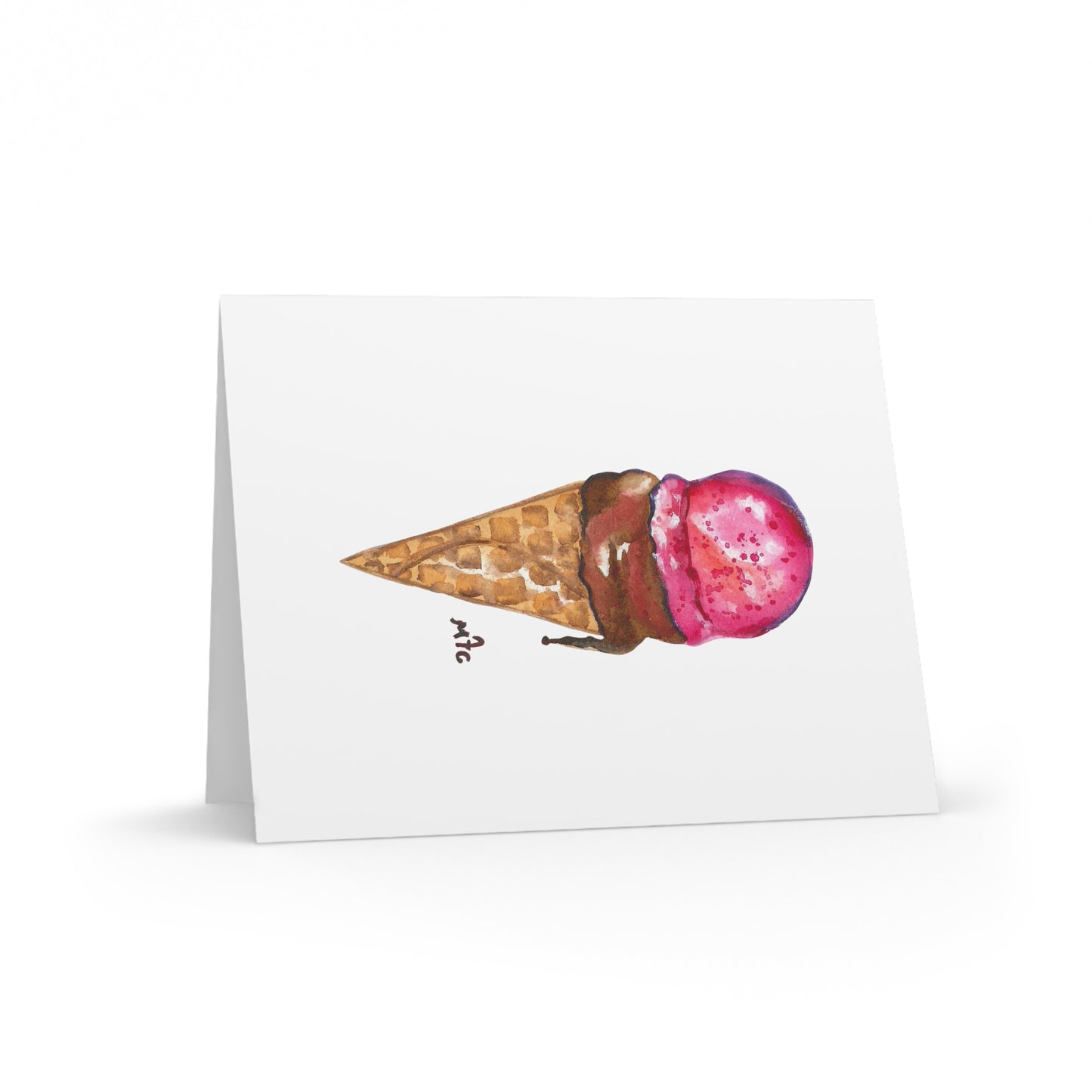 Ice Cream Cone Watercolor Greeting Cards — Good To The Last Drip Blank Note Cards (Pack of 8/16/24) - Colorful Ice Cream Cone Greeting Cards, Summer Cards, Birthday Invitations, Cute Note Cards, Sweet Treat Cards, Cape Cod Art Cards