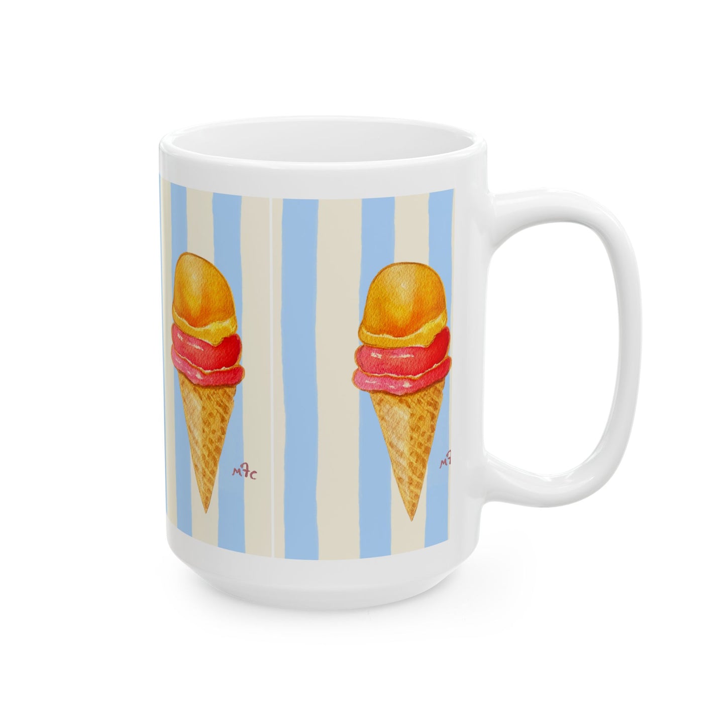 Daily Scoop Ice Cream Cone Ceramic Coffee Mug - Perfect for Ice Cream Lovers, Gift for Christmas and Birthdays, Summer Vibes, Cute Kitchen Decor, Fun for Parties (11oz, 15oz)