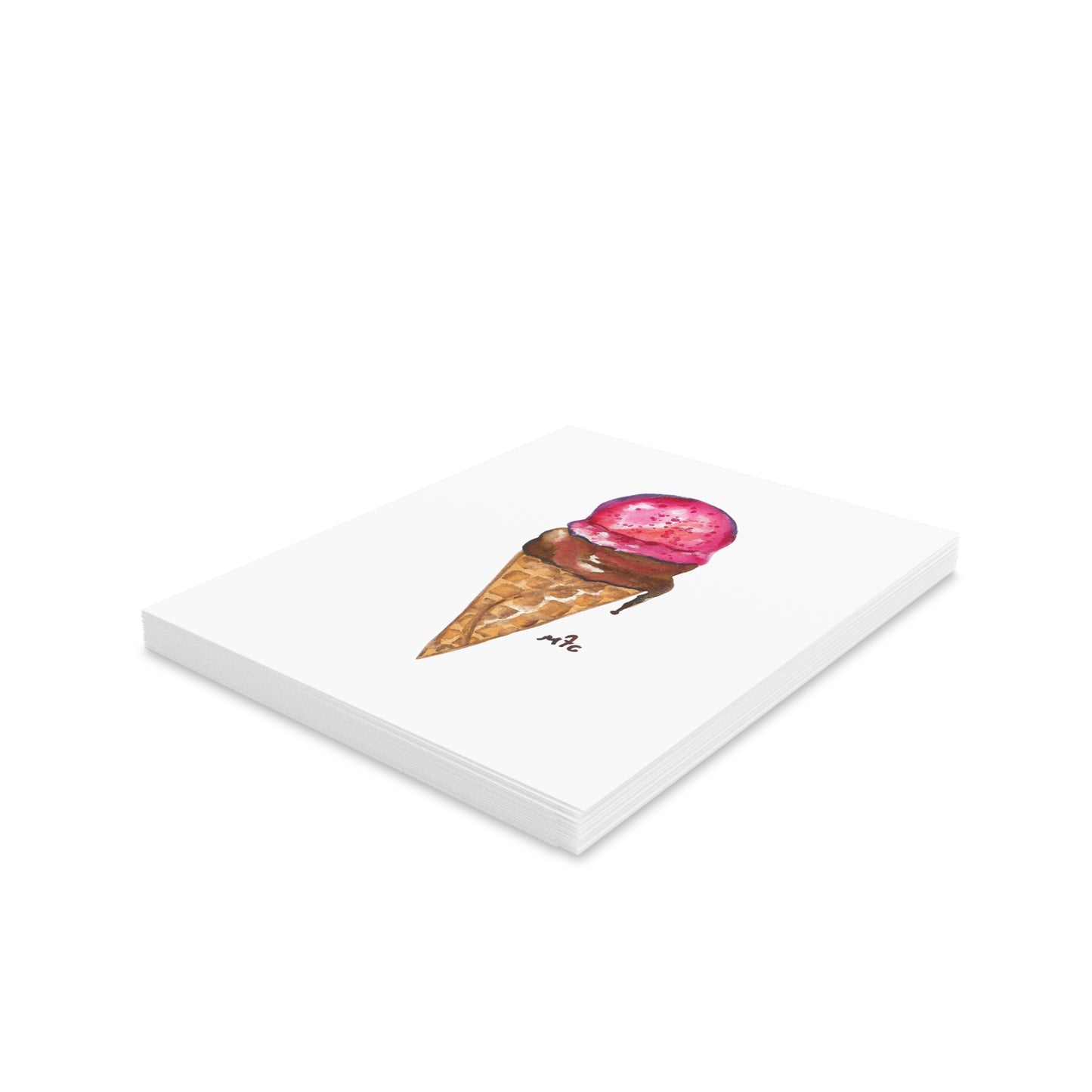 Ice Cream Cone Watercolor Greeting Cards — Good To The Last Drip Blank Note Cards (Pack of 8/16/24) - Colorful Ice Cream Cone Greeting Cards, Summer Cards, Birthday Invitations, Cute Note Cards, Sweet Treat Cards, Cape Cod Art Cards