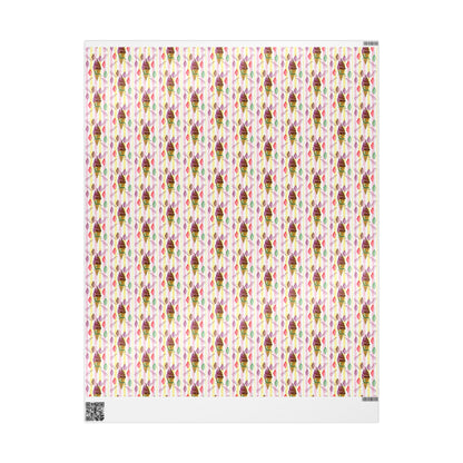 Vintage-Style Ice Cream Cone Christmas Wrapping Paper