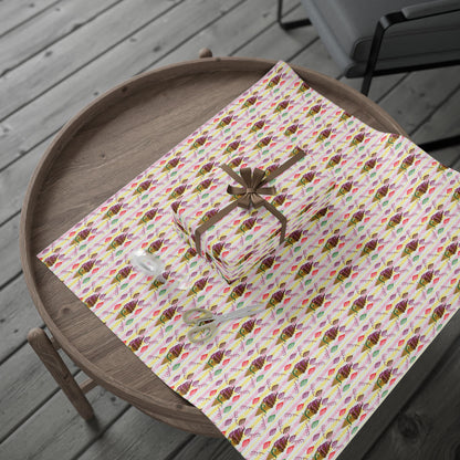 Vintage-Style Ice Cream Cone Christmas Wrapping Paper