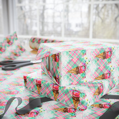 Merry & Bright Whimsical Ice Cream Cone Christmas Wrapping Paper
