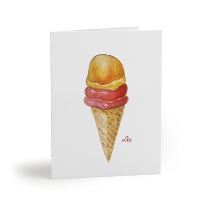 Ice Cream Cone Watercolor Greeting Cards —  Daily Scoop Ice Cream Lovers Greeting Card - Pack of 8/16/24 - Colorful Ice Cream Cone Greeting Cards, Summer Cards, Birthday Invitations, Cute Note Cards, Sweet Treat Cards, Cape Cod Art Cards