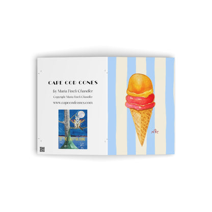 Daily Scoop Ice Cream Cone on Stripes Greeting Card - Colorful Ice Cream Greeting Cards, Fun Birthday Cards, Summer Greetings, Handmade Note Cards, Thank You Cards, Party Invitations, Ice Cream Lover Gifts