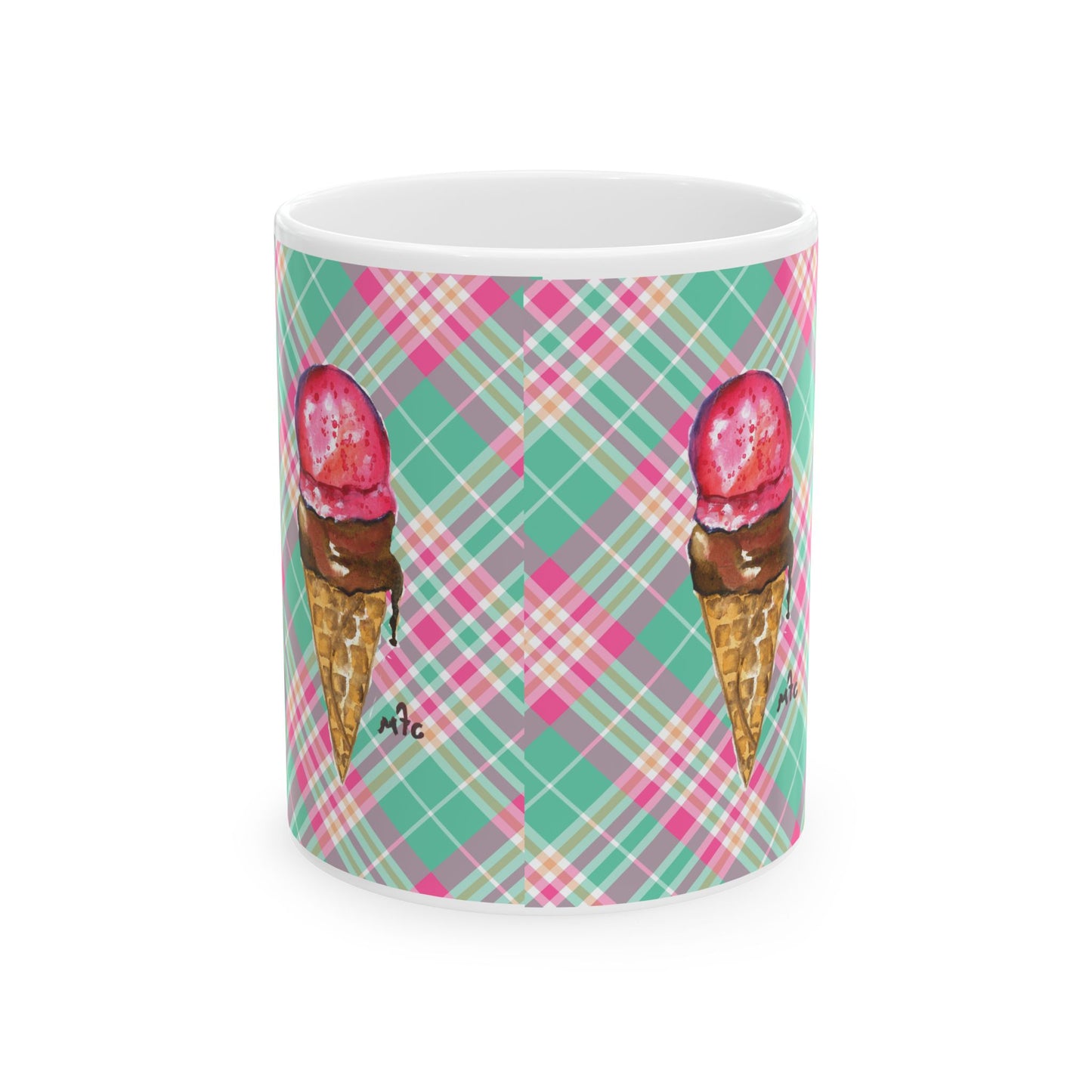 Good To The Last Drip Ice Cream Lovers Plaid Ceramic Coffee Mug - Perfect for Ice Cream Lovers, Gift for Christmas and Birthdays, Summer Vibes, Cute Kitchen Decor, Fun for Parties (11oz, 15oz)