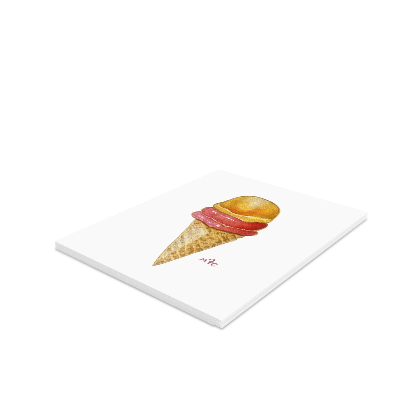 Ice Cream Cone Watercolor Greeting Cards —  Daily Scoop Ice Cream Lovers Greeting Card - Pack of 8/16/24 - Colorful Ice Cream Cone Greeting Cards, Summer Cards, Birthday Invitations, Cute Note Cards, Sweet Treat Cards, Cape Cod Art Cards