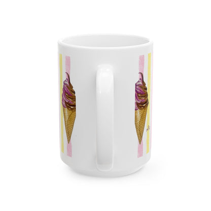 Whimsical Sweet Dreams Ice Cream Lovers Ceramic Coffee Mug - Perfect for Ice Cream Lovers, Gift for Christmas and Birthdays, Summer Vibes, Cute Kitchen Decor, Fun for Parties (11oz, 15oz)
