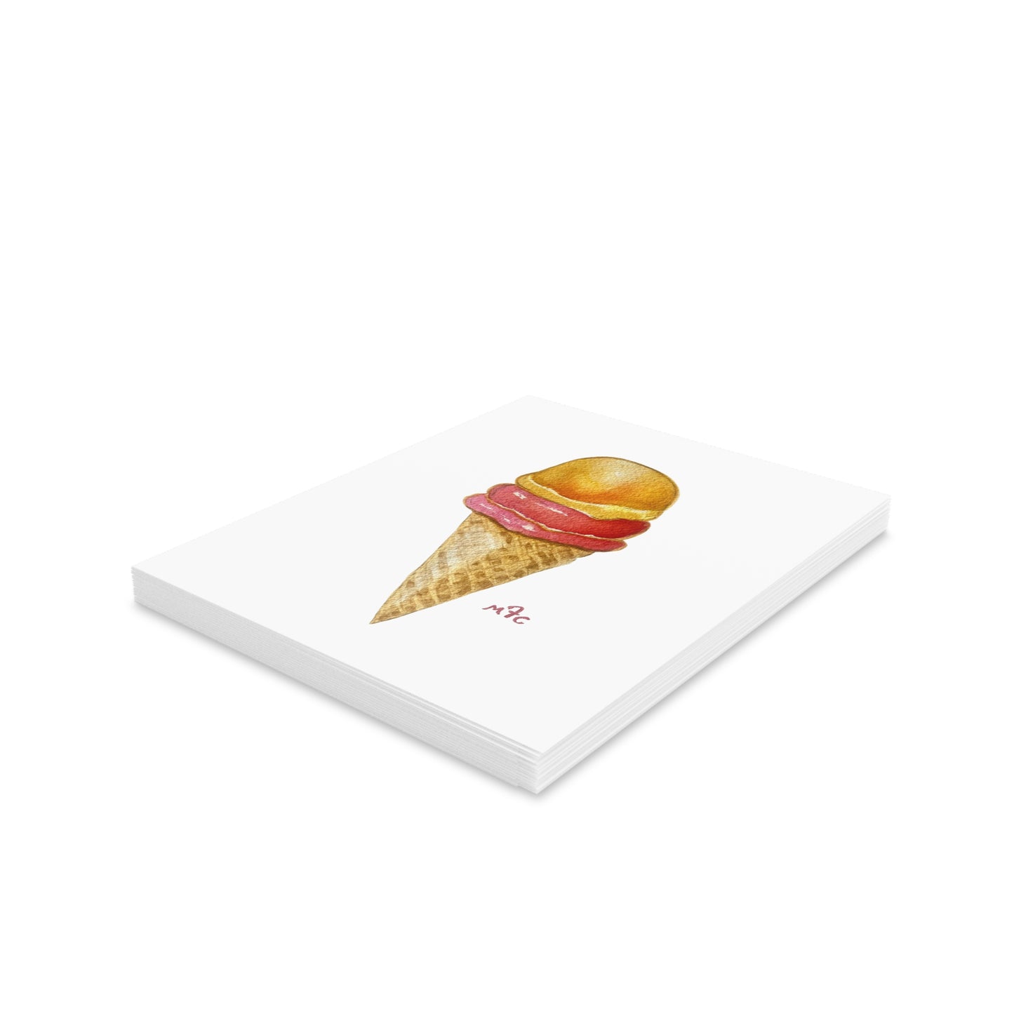 Ice Cream Cone Watercolor Greeting Cards —  Daily Scoop Ice Cream Lovers Greeting Card - Pack of 8/16/24 - Colorful Ice Cream Cone Greeting Cards, Summer Cards, Birthday Invitations, Cute Note Cards, Sweet Treat Cards, Cape Cod Art Cards