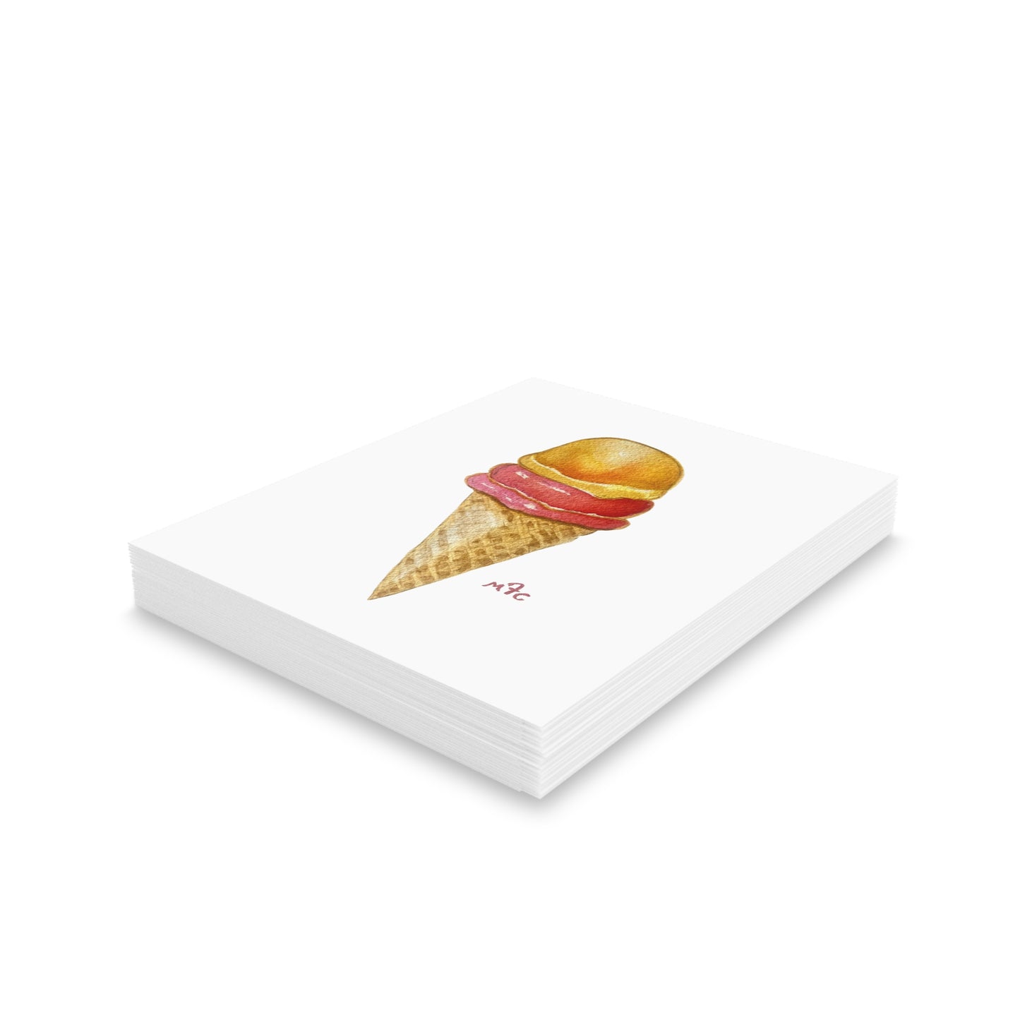 Ice Cream Cone Watercolor Greeting Cards —  Daily Scoop Ice Cream Lovers Greeting Card - Pack of 8/16/24 - Colorful Ice Cream Cone Greeting Cards, Summer Cards, Birthday Invitations, Cute Note Cards, Sweet Treat Cards, Cape Cod Art Cards