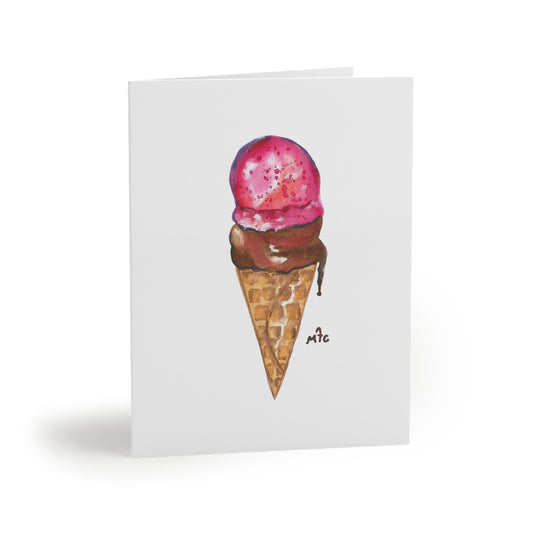 Ice Cream Cone Watercolor Greeting Cards — Good To The Last Drip Blank Note Cards (Pack of 8/16/24) - Colorful Ice Cream Cone Greeting Cards, Summer Cards, Birthday Invitations, Cute Note Cards, Sweet Treat Cards, Cape Cod Art Cards