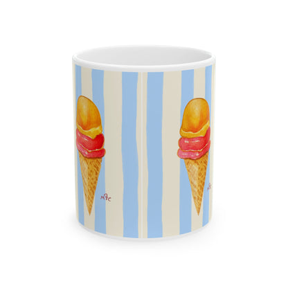 Daily Scoop Ice Cream Cone Ceramic Coffee Mug - Perfect for Ice Cream Lovers, Gift for Christmas and Birthdays, Summer Vibes, Cute Kitchen Decor, Fun for Parties (11oz, 15oz)