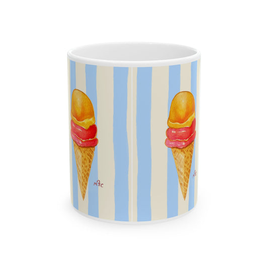 Daily Scoop Ice Cream Cone Ceramic Coffee Mug - Perfect for Ice Cream Lovers, Gift for Christmas and Birthdays, Summer Vibes, Cute Kitchen Decor, Fun for Parties (11oz, 15oz)
