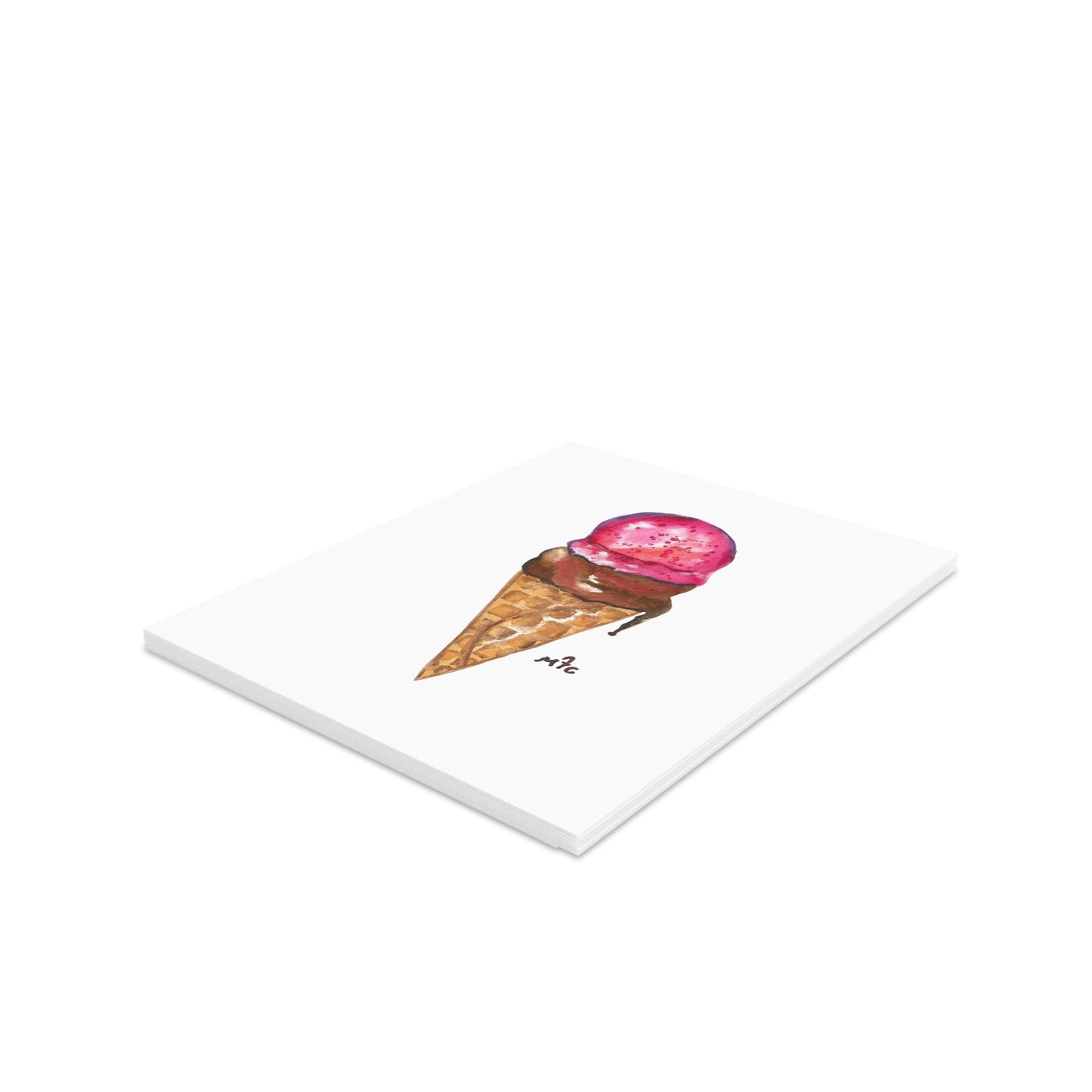 Ice Cream Cone Watercolor Greeting Cards — Good To The Last Drip Blank Note Cards (Pack of 8/16/24) - Colorful Ice Cream Cone Greeting Cards, Summer Cards, Birthday Invitations, Cute Note Cards, Sweet Treat Cards, Cape Cod Art Cards