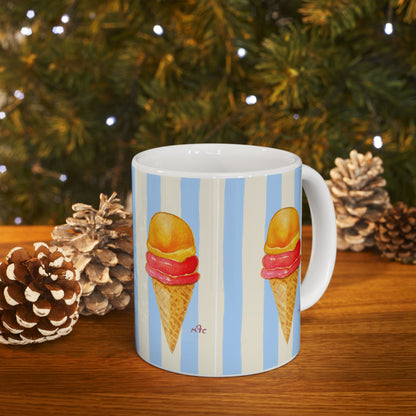 Daily Scoop Ice Cream Cone Ceramic Coffee Mug - Perfect for Ice Cream Lovers, Gift for Christmas and Birthdays, Summer Vibes, Cute Kitchen Decor, Fun for Parties (11oz, 15oz)