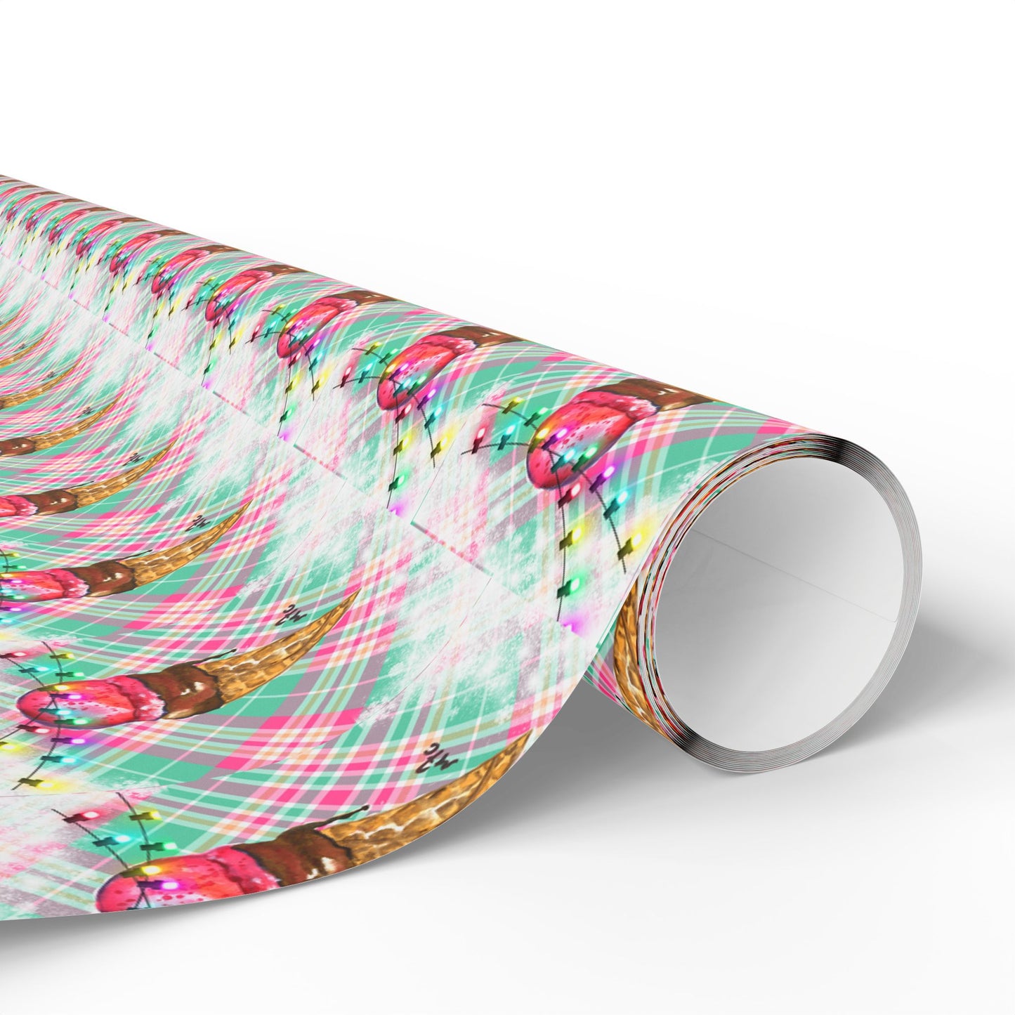 Merry & Bright Whimsical Ice Cream Cone Christmas Wrapping Paper