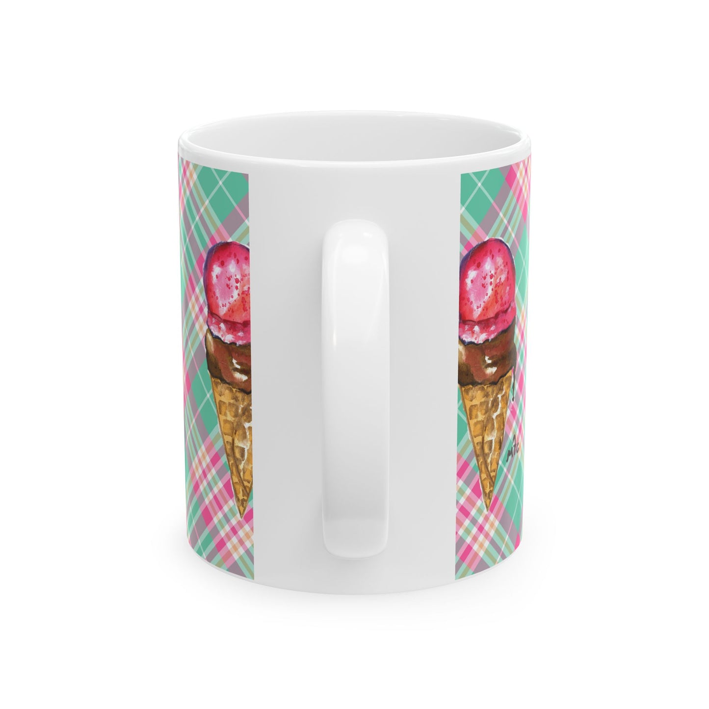 Good To The Last Drip Ice Cream Lovers Plaid Ceramic Coffee Mug - Perfect for Ice Cream Lovers, Gift for Christmas and Birthdays, Summer Vibes, Cute Kitchen Decor, Fun for Parties (11oz, 15oz)