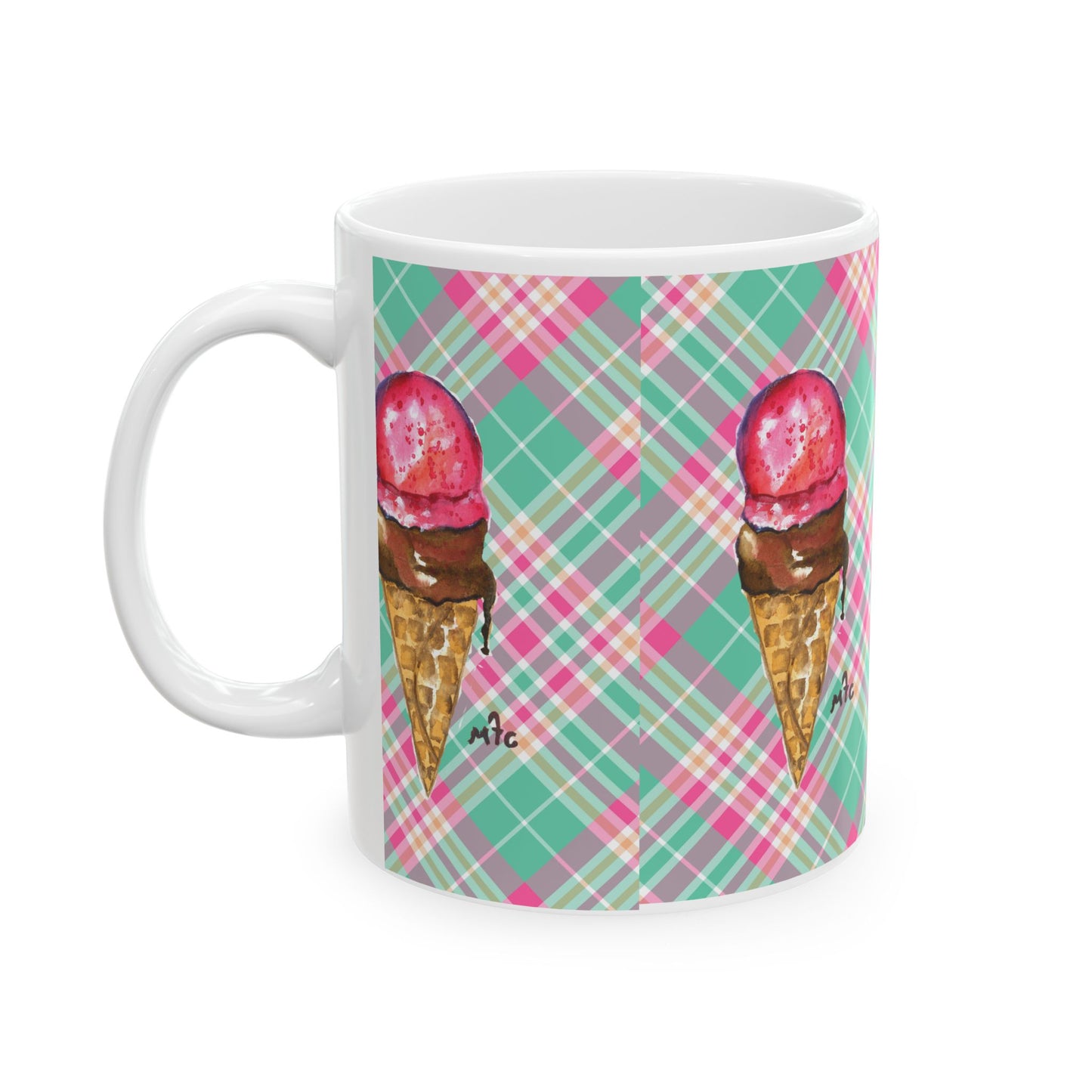 Good To The Last Drip Ice Cream Lovers Plaid Ceramic Coffee Mug - Perfect for Ice Cream Lovers, Gift for Christmas and Birthdays, Summer Vibes, Cute Kitchen Decor, Fun for Parties (11oz, 15oz)
