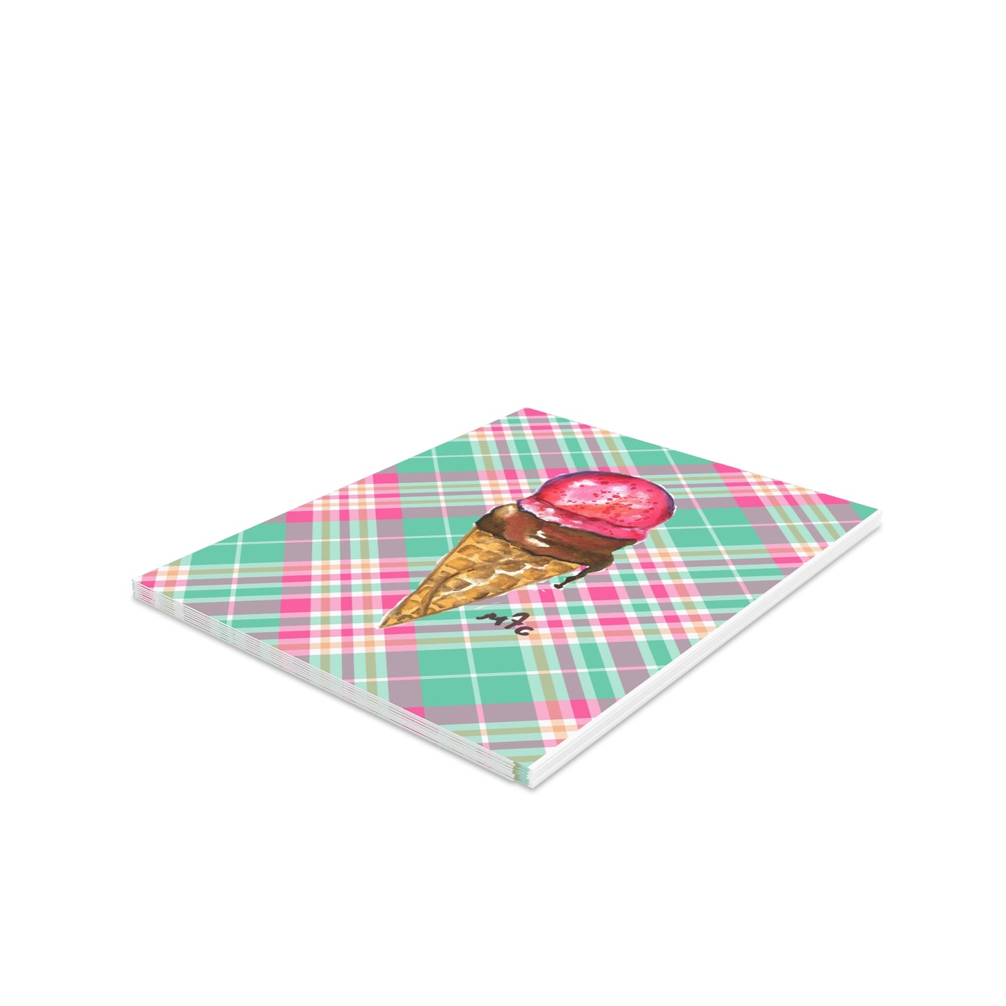 Ice Cream Cone Greeting Card - Watercolor Dessert Note Cards (8/16/24 pcs)