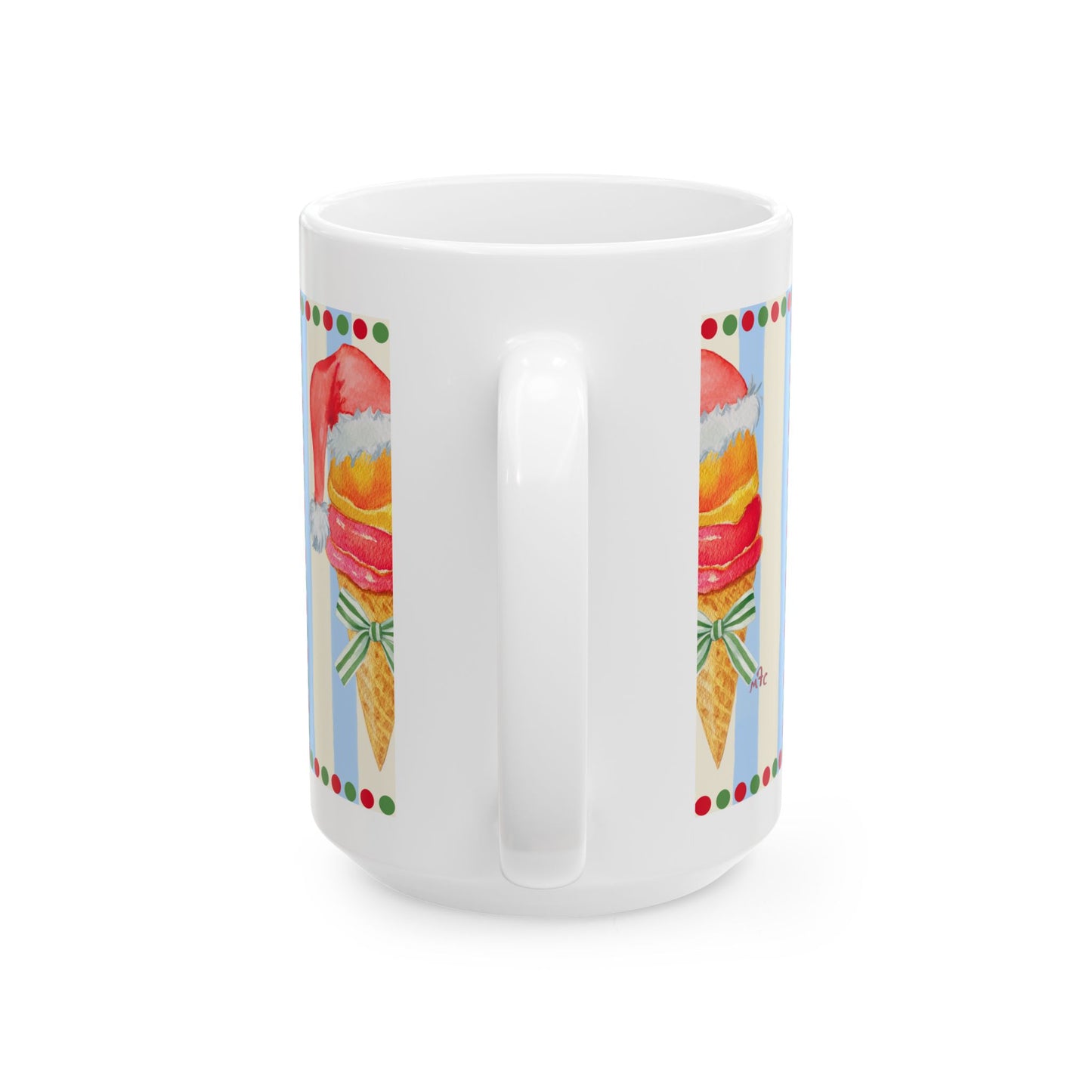 Santa's Ice Cream Cone Festive Coffee Mug - Christmas Mug, Holiday Gift, Cute Ceramic Cup, Winter Decor, Fun Coffee Mug, Ice Cream Lover Gift  (11 oz, 15oz)