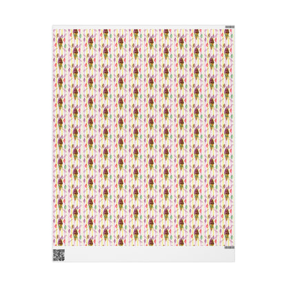 Vintage-Style Ice Cream Cone Christmas Wrapping Paper