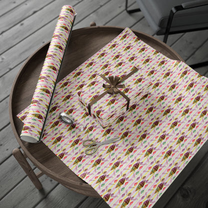 Vintage-Style Ice Cream Cone Christmas Wrapping Paper