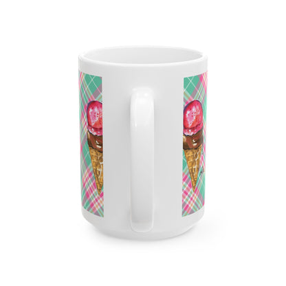 Good To The Last Drip Ice Cream Lovers Plaid Ceramic Coffee Mug - Perfect for Ice Cream Lovers, Gift for Christmas and Birthdays, Summer Vibes, Cute Kitchen Decor, Fun for Parties (11oz, 15oz)
