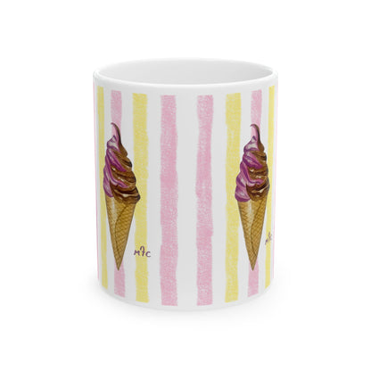 Whimsical Sweet Dreams Ice Cream Lovers Ceramic Coffee Mug - Perfect for Ice Cream Lovers, Gift for Christmas and Birthdays, Summer Vibes, Cute Kitchen Decor, Fun for Parties (11oz, 15oz)