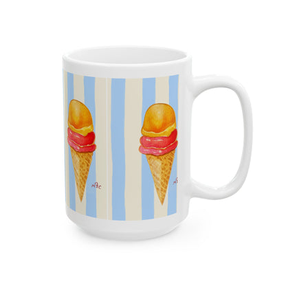Daily Scoop Ice Cream Cone Ceramic Coffee Mug - Perfect for Ice Cream Lovers, Gift for Christmas and Birthdays, Summer Vibes, Cute Kitchen Decor, Fun for Parties (11oz, 15oz)