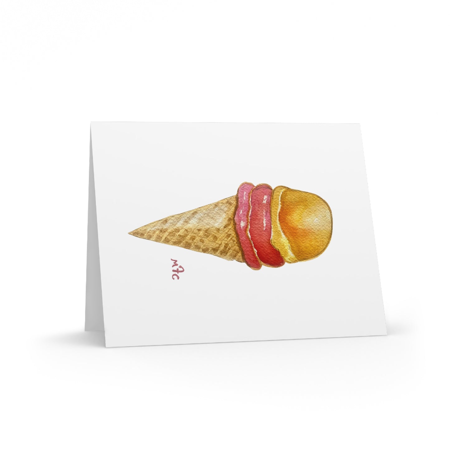 Ice Cream Cone Watercolor Greeting Cards —  Daily Scoop Ice Cream Lovers Greeting Card - Pack of 8/16/24 - Colorful Ice Cream Cone Greeting Cards, Summer Cards, Birthday Invitations, Cute Note Cards, Sweet Treat Cards, Cape Cod Art Cards
