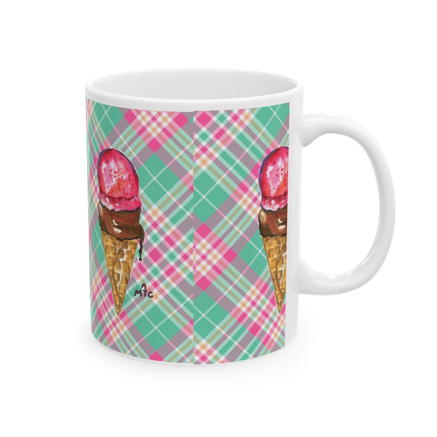 Good To The Last Drip Ice Cream Lovers Plaid Ceramic Coffee Mug - Perfect for Ice Cream Lovers, Gift for Christmas and Birthdays, Summer Vibes, Cute Kitchen Decor, Fun for Parties (11oz, 15oz)