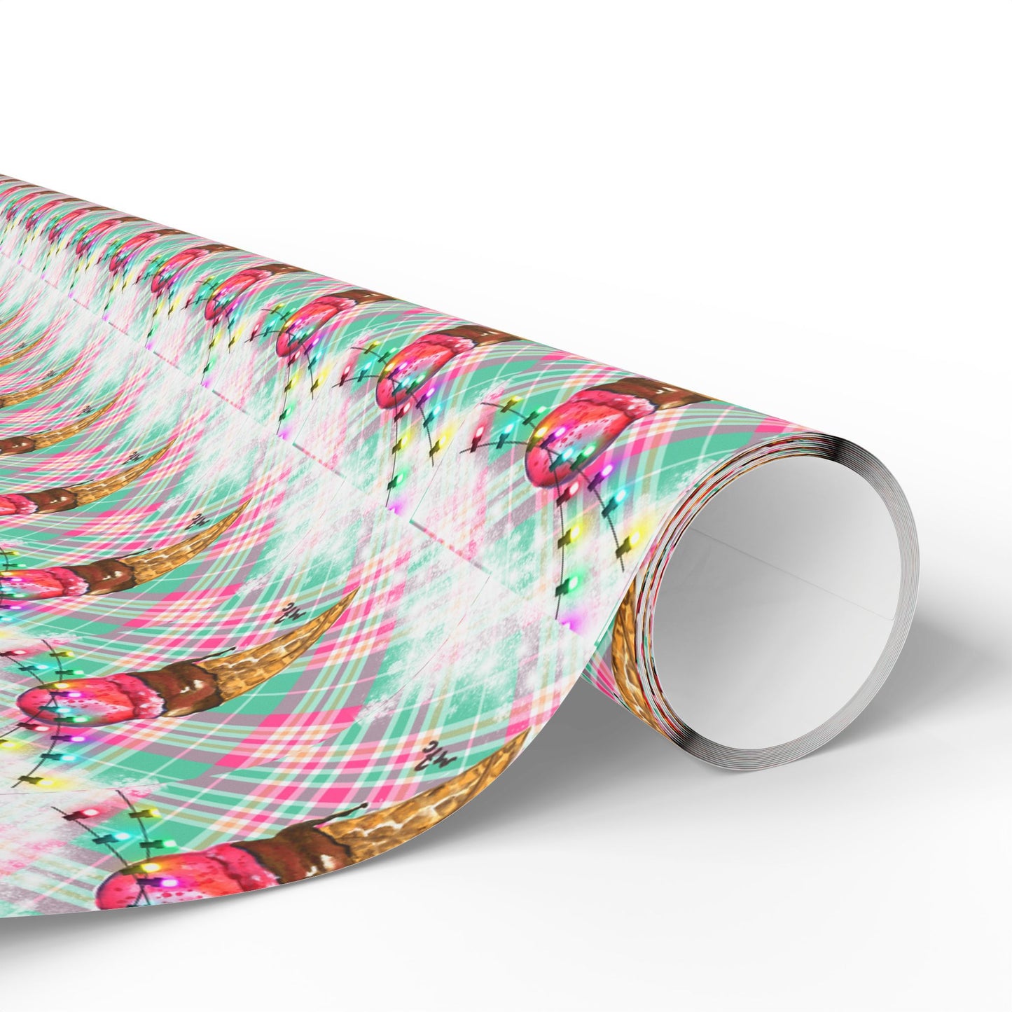 Merry & Bright Whimsical Ice Cream Cone Christmas Wrapping Paper