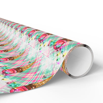 Merry & Bright Whimsical Ice Cream Cone Christmas Wrapping Paper