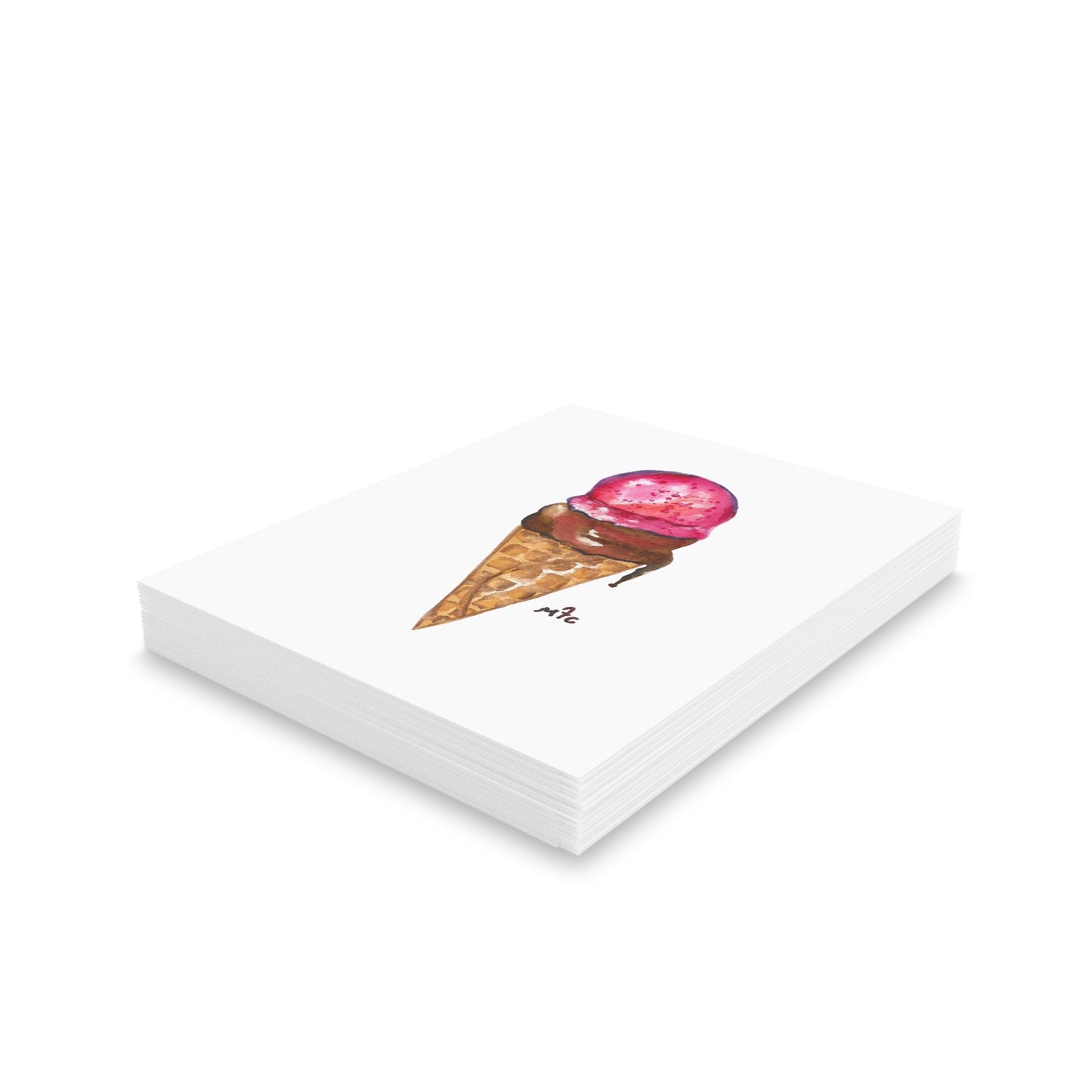 Ice Cream Cone Watercolor Greeting Cards — Good To The Last Drip Blank Note Cards (Pack of 8/16/24) - Colorful Ice Cream Cone Greeting Cards, Summer Cards, Birthday Invitations, Cute Note Cards, Sweet Treat Cards, Cape Cod Art Cards