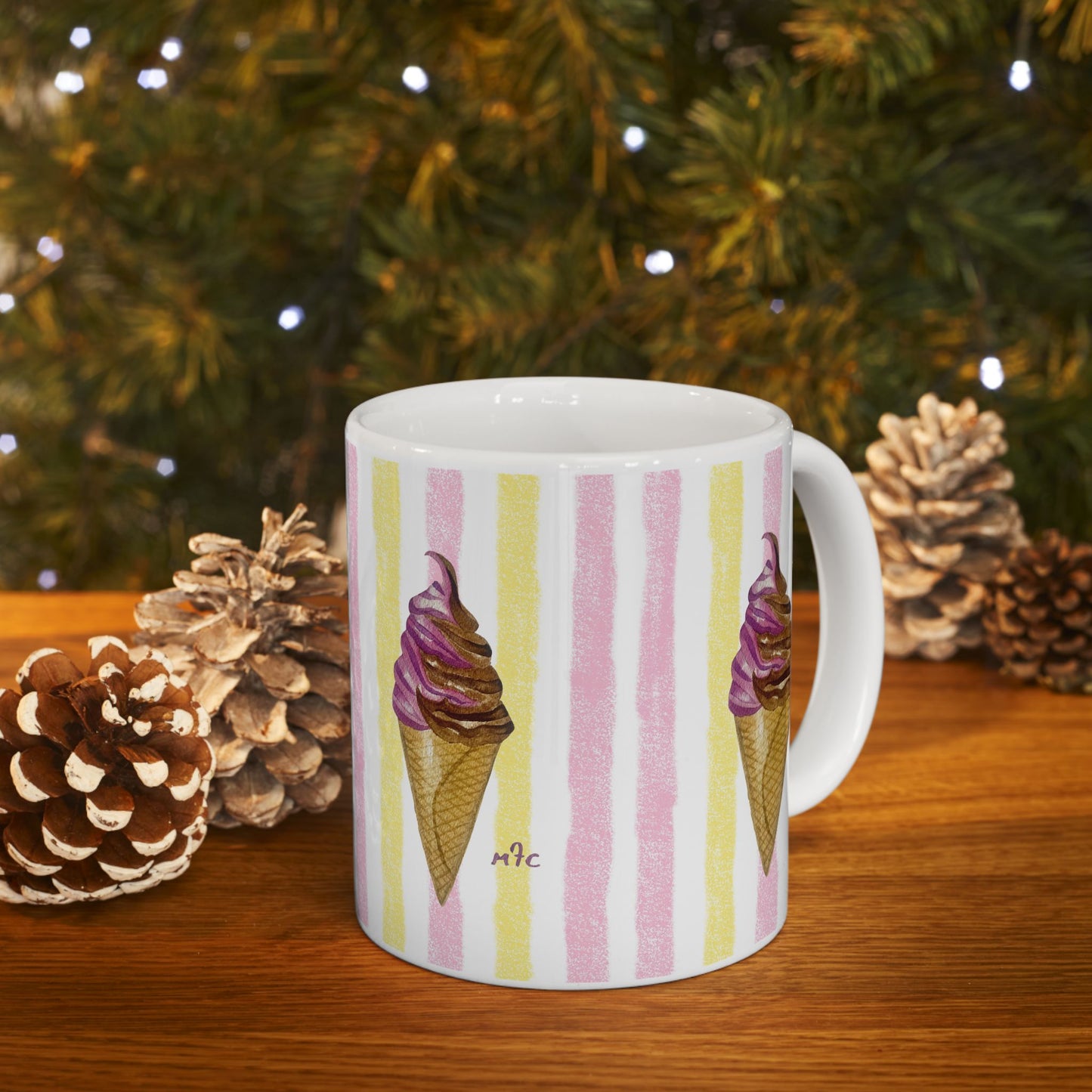 Whimsical Sweet Dreams Ice Cream Lovers Ceramic Coffee Mug - Perfect for Ice Cream Lovers, Gift for Christmas and Birthdays, Summer Vibes, Cute Kitchen Decor, Fun for Parties (11oz, 15oz)