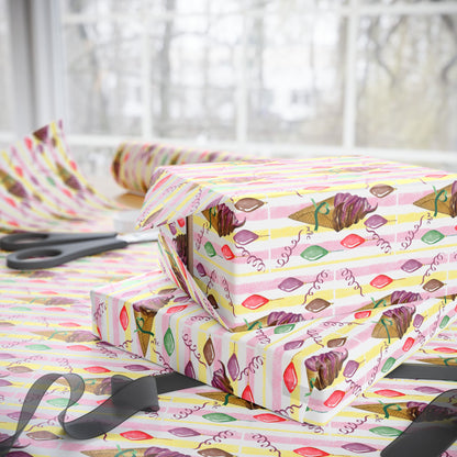 Vintage-Style Ice Cream Cone Christmas Wrapping Paper