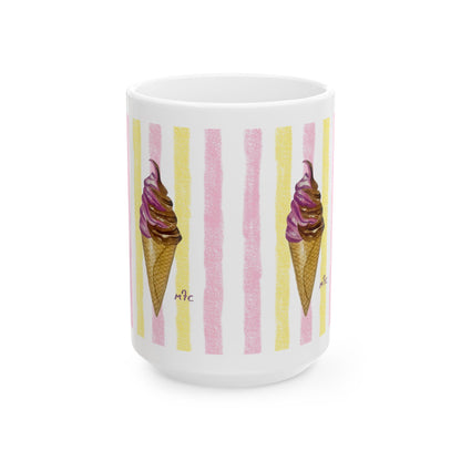 Whimsical Sweet Dreams Ice Cream Lovers Ceramic Coffee Mug - Perfect for Ice Cream Lovers, Gift for Christmas and Birthdays, Summer Vibes, Cute Kitchen Decor, Fun for Parties (11oz, 15oz)
