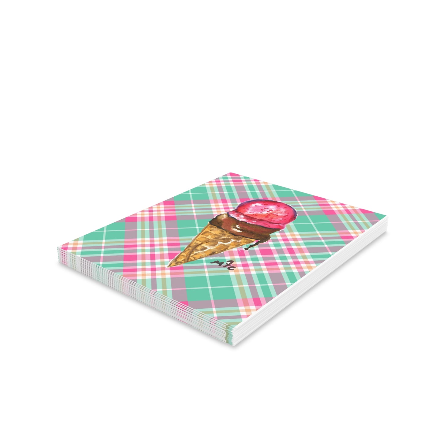 Ice Cream Cone Greeting Card - Watercolor Dessert Note Cards (8/16/24 pcs)