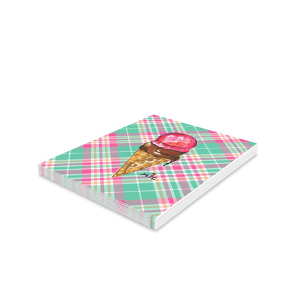 Ice Cream Cone Greeting Card - Watercolor Dessert Note Cards (8/16/24 pcs)