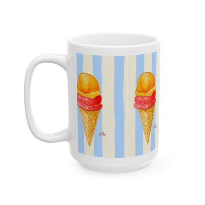 Daily Scoop Ice Cream Cone Ceramic Coffee Mug - Perfect for Ice Cream Lovers, Gift for Christmas and Birthdays, Summer Vibes, Cute Kitchen Decor, Fun for Parties (11oz, 15oz)