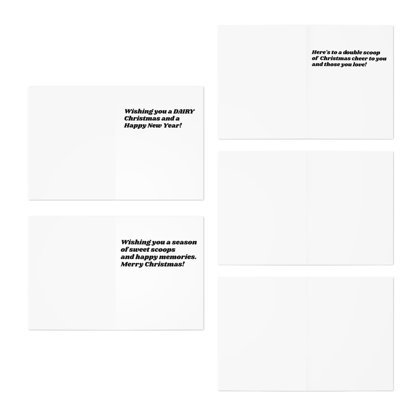 Ice Cream Holiday Greeting Cards — 5-Pack Assorted Scoops (Blank Inside)