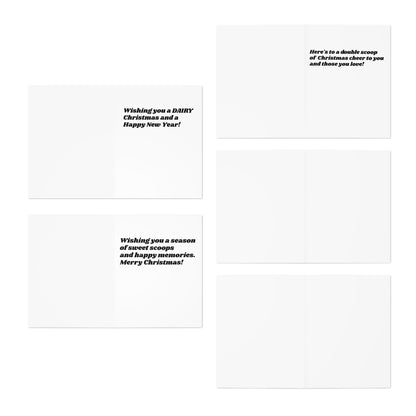 Ice Cream Holiday Greeting Cards — 5-Pack Assorted Scoops (Blank Inside)