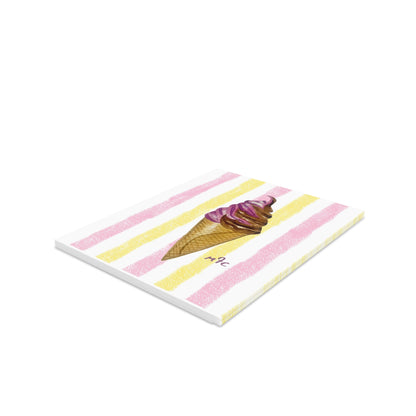 Ice Cream Cone Greeting Cards — Sweet Dreams Watercolor Striped Note Cards (8/16/24 pcs) - Colorful Ice Cream Cone Greeting Cards, Summer Cards, Birthday Invitations, Cute Note Cards, Sweet Treat Cards, Cape Cod Art Cards