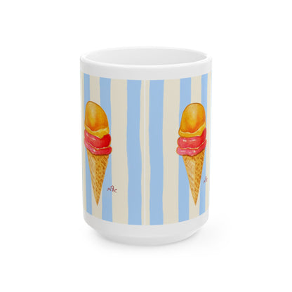 Daily Scoop Ice Cream Cone Ceramic Coffee Mug - Perfect for Ice Cream Lovers, Gift for Christmas and Birthdays, Summer Vibes, Cute Kitchen Decor, Fun for Parties (11oz, 15oz)