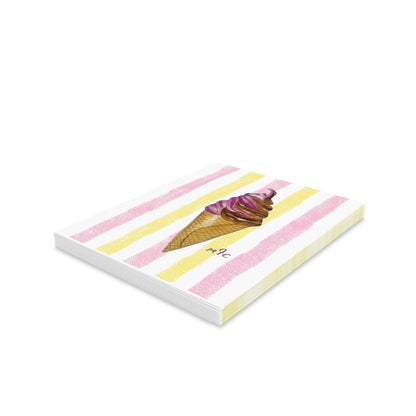 Ice Cream Cone Greeting Cards — Sweet Dreams Watercolor Striped Note Cards (8/16/24 pcs) - Colorful Ice Cream Cone Greeting Cards, Summer Cards, Birthday Invitations, Cute Note Cards, Sweet Treat Cards, Cape Cod Art Cards